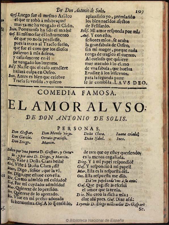 El amor al uso [1681] / [Antonio de Solís[ | Biblioteca Virtual Miguel de Cervantes