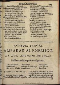 Amparar al enemigo : comedia famosa / de Antonio de Solís | Biblioteca Virtual Miguel de Cervantes