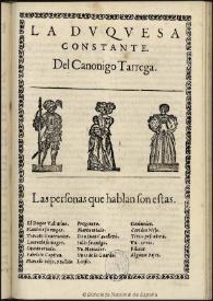 La duquesa constante / del canonigo Tarrega | Biblioteca Virtual Miguel de Cervantes