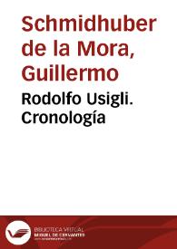 Rodolfo Usigli. Cronología / Guillermo Schmidhuber de la Mora | Biblioteca Virtual Miguel de Cervantes
