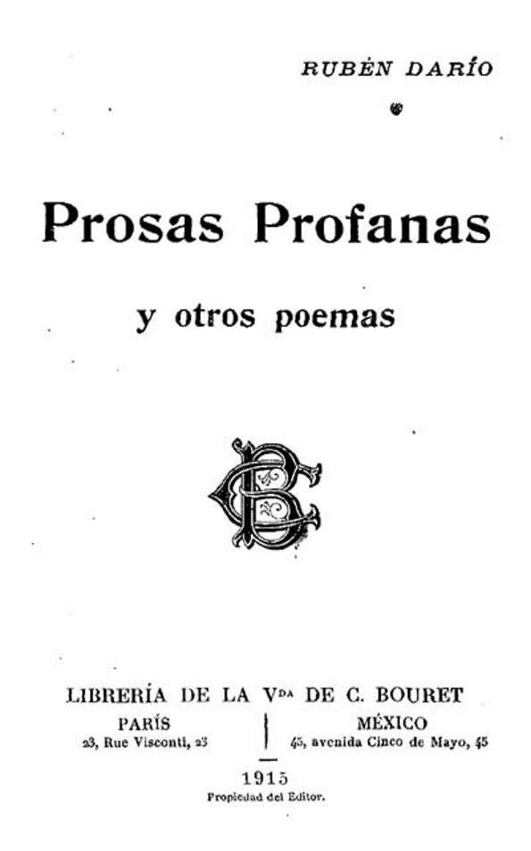 Prosas profanas y otros poemas / Rubén Darío | Biblioteca Virtual Miguel de  Cervantes