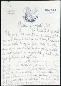 Carta de Francisco Rabal a Asunción Balaguer. Madrid, 13 de agosto de 1949 | Biblioteca Virtual Miguel de Cervantes