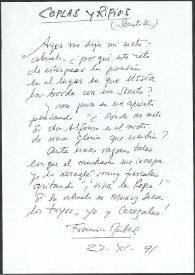 Coplas y ripios. Sonetillo. Madrid, 27 de noviembre de 1991 | Biblioteca Virtual Miguel de Cervantes