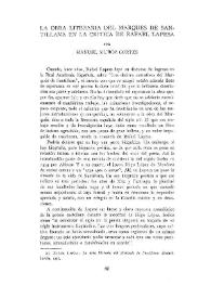La obra literaria del Marqués de Santillana en la crítica de Rafael Lapesa / por Manuel Cortés Muñoz | Biblioteca Virtual Miguel de Cervantes