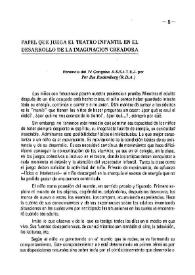 Papel que juega el teatro infantil en el desarrollo de la imaginación creadora / por Ilse Rodemberg | Biblioteca Virtual Miguel de Cervantes