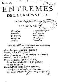 Entremes de La campanilla / [Agustín Moreto] | Biblioteca Virtual Miguel de Cervantes