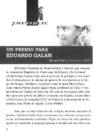 Un premio para Eduardo Galán / Manuel Gómez, Presidente de AETIJ | Biblioteca Virtual Miguel de Cervantes