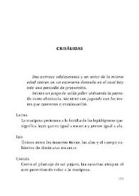 Composición escénica con y para adolescentes. Texto teatral: "Crisálidas" / Daniel Lovecchio | Biblioteca Virtual Miguel de Cervantes