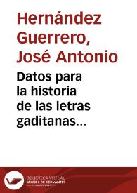 Datos para la historia de las letras gaditanas (1900-1930) | Biblioteca Virtual Miguel de Cervantes