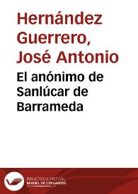 El anónimo de Sanlúcar de Barrameda | Biblioteca Virtual Miguel de Cervantes