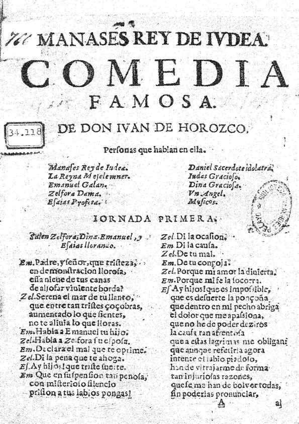 Manases rey de Judea / de don Juan de Horozco | Biblioteca Virtual Miguel  de Cervantes