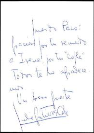Tarjeta de Julia Gutiérrez Caba a Francisco Rabal. Julio 1995 | Biblioteca Virtual Miguel de Cervantes