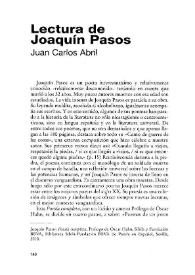 Portada:Lectura de Joaquín Pasos [Reseña] / Juan Carlos Abril