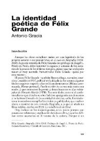 "La identidad poética" de Félix Grande / Antonio Gracia | Biblioteca Virtual Miguel de Cervantes