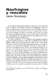 Naufragios y rescates / Javier Bozalongo | Biblioteca Virtual Miguel de Cervantes