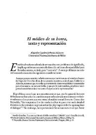 "El médico de su honra", texto y representación / Alejandro G. Peraza Malacara | Biblioteca Virtual Miguel de Cervantes