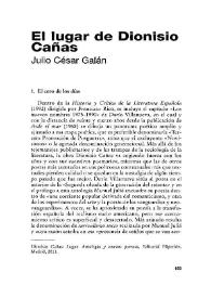 El lugar de Dionisio Cañas / Julio César Galán | Biblioteca Virtual Miguel de Cervantes