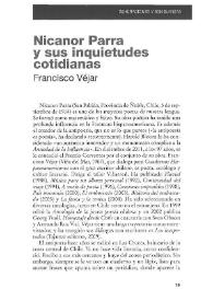 Nicanor Parra y sus inquietudes cotidianas / Francisco Véjar | Biblioteca Virtual Miguel de Cervantes