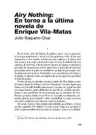 "Airy Nothing": En torno a la última novela de Enrique Vila-Matas / Julio Baquero Cruz | Biblioteca Virtual Miguel de Cervantes