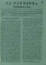 El Patriota Venezolano. Núm. 3, 26 de septiembre de 1831 | Biblioteca Virtual Miguel de Cervantes