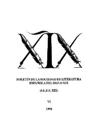 Más información sobre Boletín de la Sociedad de Literatura Española del Siglo XIX. Boletín VI (1998)