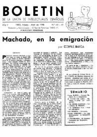 Boletín de la Unión de Intelectuales Españoles. Año V, núm. 40-41, marzo-abril 1948 | Biblioteca Virtual Miguel de Cervantes