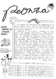 Peonza : Revista de literatura infantil y juvenil. Núm. 3, abril 1987 | Biblioteca Virtual Miguel de Cervantes