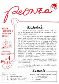 Peonza : Revista de literatura infantil y juvenil. Núm. 4, diciembre 1987 | Biblioteca Virtual Miguel de Cervantes