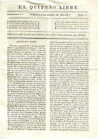 El quiteño libre. Año I, trimestre 2, núm. 15, domingo 18 de agosto de 1833 | Biblioteca Virtual Miguel de Cervantes