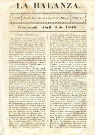 La Balanza. Núm. 27, abril 4 de 1840 | Biblioteca Virtual Miguel de Cervantes