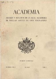 Más información sobre Academia : Anales y Boletín de la Real Academia de Bellas Artes de San Fernando. Núm. 1, primer semestre de 1951