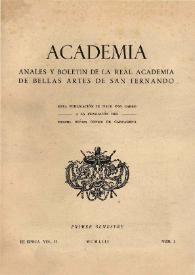 Academia : Anales y Boletín de la Real Academia de Bellas Artes de San Fernando. Núm. 1, primer semestre de 1953 | Biblioteca Virtual Miguel de Cervantes