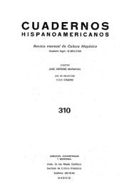 Portada:Cuadernos Hispanoamericanos. Núm. 310, abril 1976