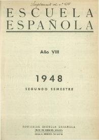 Escuela española. Año VIII, Índice del Segundo semestre de 1948