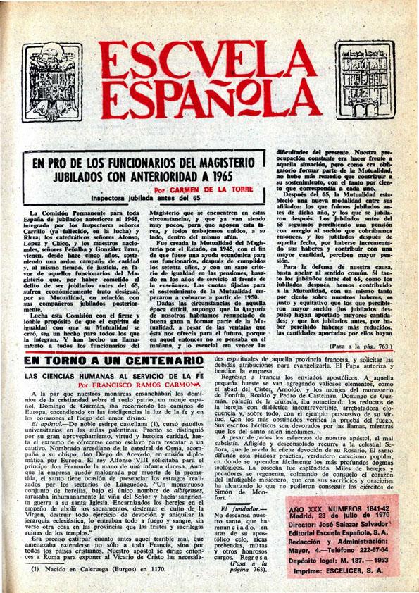 Escuela española Año XXX núm 1841 42 23 de julio de 1970  