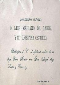 Invitación a la boda de Doña María, hija de Luis Mariano | Biblioteca Virtual Miguel de Cervantes