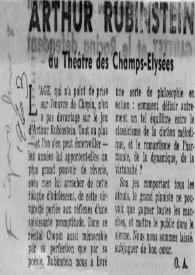 Arthur Rubinstein au théatre des Champs- Elysées | Biblioteca Virtual Miguel de Cervantes