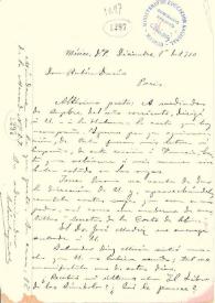 Carta de Solón Argüello a Rubén Darío. México, D.F., 1 de diciembre de 1910 | Biblioteca Virtual Miguel de Cervantes