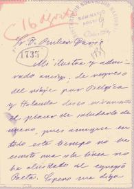 Carta de Carmen de Burgos a Rubén Darío. Villemomble (París), 12 de agosto de 1911 | Biblioteca Virtual Miguel de Cervantes