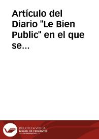 Más información sobre Artículo del Diario "Le Bien Public" en el que se describe los hallazgos arqueológicos realizados por los hermanos Siret en el Sureste de la Península Ibérica