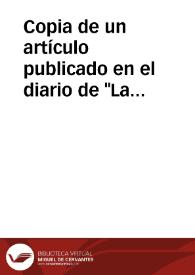 Copia de un artículo publicado en el diario de "La Prensa" de Tenerife, en el que el autor comenta algunos datos sobre la vida y obra de Farrow Bellamy. | Biblioteca Virtual Miguel de Cervantes