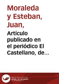 Artículo publicado en el periódico El Castellano, de Toledo, que lleva por título "Decordado interior de la Ermita del Cristo de la Luz de Toledo". | Biblioteca Virtual Miguel de Cervantes