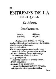 Entremes de la reliquia / De Moreto | Biblioteca Virtual Miguel de Cervantes
