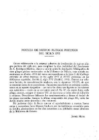 Noticia de nuevos pliegos poéticos del siglo XVI / Jaime Moll | Biblioteca Virtual Miguel de Cervantes