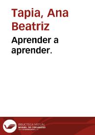 Aprender a aprender. | Biblioteca Virtual Miguel de Cervantes