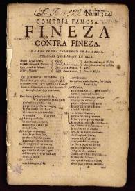 Comedia famosa. Fineza contra fineza / de don Pedro Calderon de la Barca | Biblioteca Virtual Miguel de Cervantes