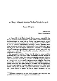 A "History of Spanish Literature" by Luis Vélez de Guevara / Hannah E. Bergman | Biblioteca Virtual Miguel de Cervantes