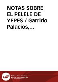 NOTAS SOBRE EL PELELE DE YEPES / Garrido Palacios, Manuel | Biblioteca Virtual Miguel de Cervantes