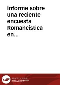 Informe sobre una reciente encuesta Romancística en tierras de Palencia. / Diaz Viana, Luis | Biblioteca Virtual Miguel de Cervantes