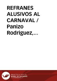 REFRANES ALUSIVOS AL CARNAVAL / Panizo Rodriguez, Juliana | Biblioteca Virtual Miguel de Cervantes